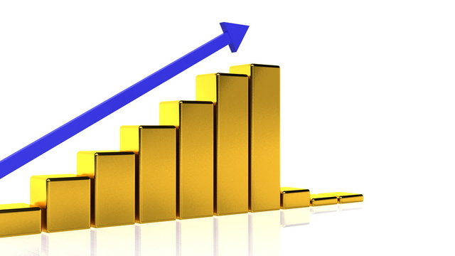 Gold Bar Graph Showing a Steady Rise
