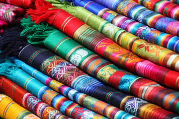 Ecuadorian (Peruvian) traditional fabrics - obrazy, fototapety, plakaty