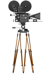 Retro Movie Camera isolated on the white - obrazy, fototapety, plakaty
