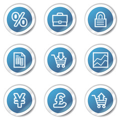 E-business web icons, blue sticker series