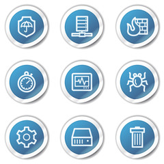 Internet security web icons, blue sticker series