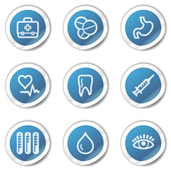 Medicine web icons set 1, blue sticker series