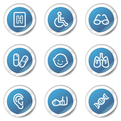 Medicine web icons set 2, blue sticker series