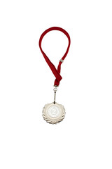 silver medal with ribbon isolated over white background