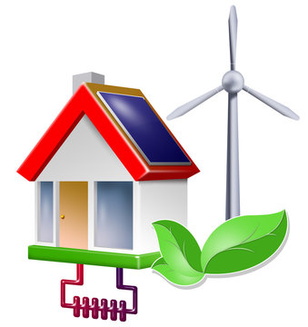 ökohaus icon mit blatt green energie