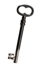 Old key isolated on white background