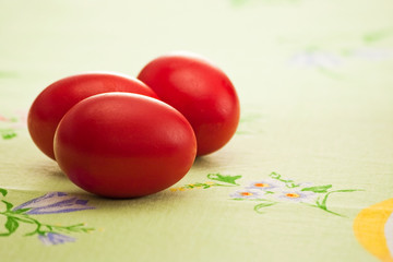 three red eggs