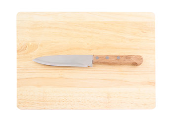 Knife on the chopping board isolated