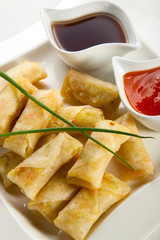 Fried Chinese traditional spring rolls