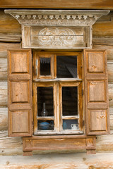 Window of a log hut