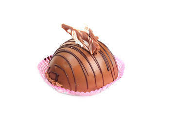 Chocolate cake isolated on white background