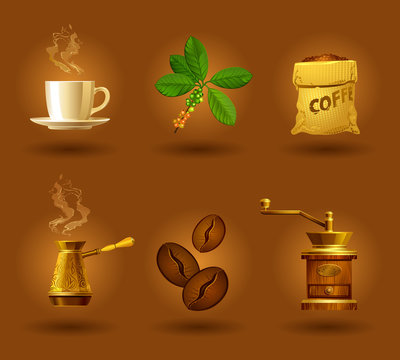Coffee. Icon set.