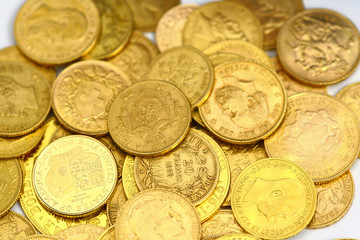 gold coins on the dark background