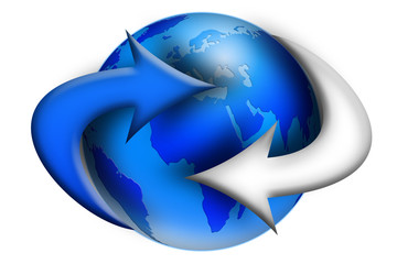 erdkugel mit pfeilen