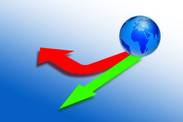 Fototapeta premium globus mit pfeilen
