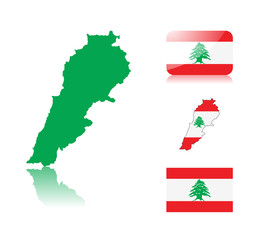Lebanese  map and flags