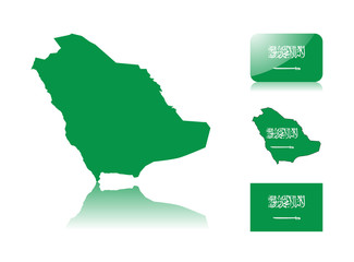 Saudi Arabian map and flags