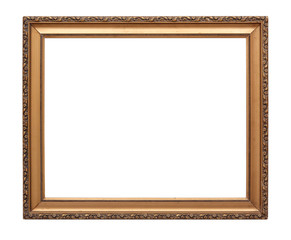 Gold frame isolated on white background with clipping path