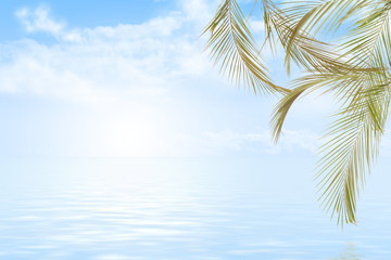 cloudy blue sky leaving for horizon above a blue