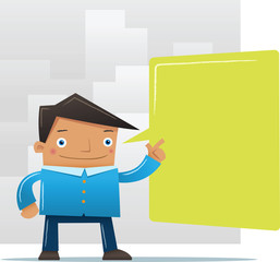 Man pointing and explaining