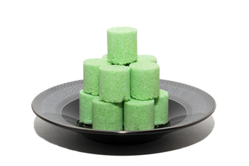 Pyramid from green sugar