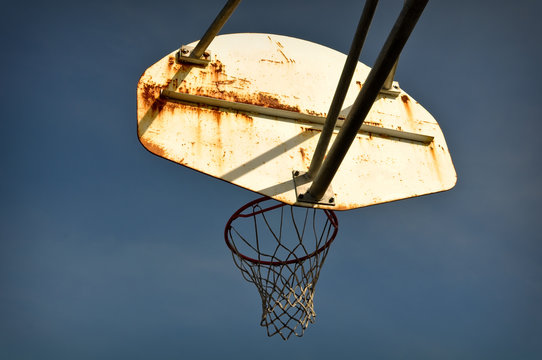 Grungy Basketball Hoop Outdoors