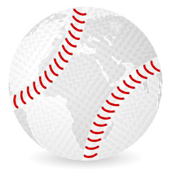 world map baseball ball