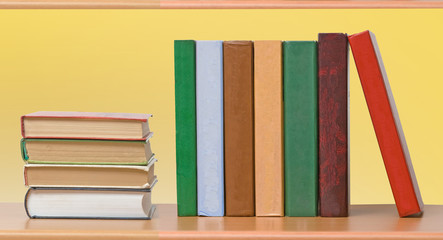 Row of books on shelf
