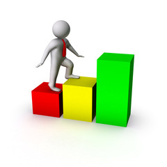 3d man with business chart