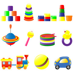 Set of different colored toys