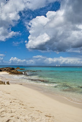 Fototapeta na wymiar Maho Bay, Saint Maarten Coast, Dutch Antilles