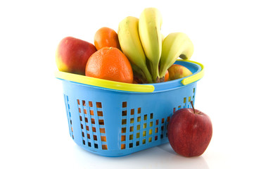 Shopping basket with fresh fruit