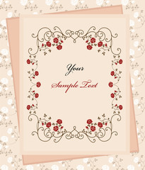 vintage paper over floral background