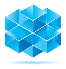 Blue cube design for business artwork
