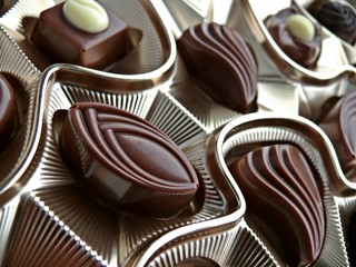 Chocolate candies in box