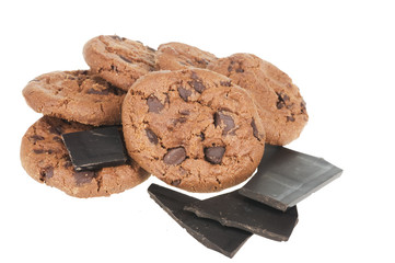 Chocolate bisquit food over white