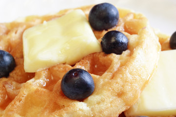 waffles and blueberries macro