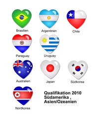 Obraz premium Herz_Flaggen_Suedamerika_Asien_Ozeanien
