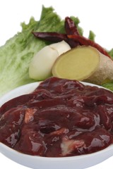 Pork liver with garlic, chili pepper and ginger