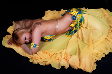 Tired dancer on floor