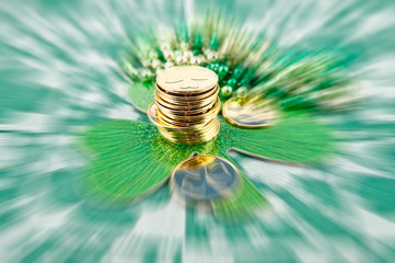 Golden coins with motion effect