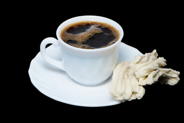 coffee expresso with slices of white chocolate
