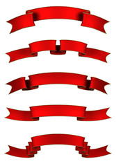 A render of a collection of red banners