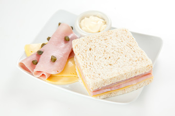 delicious ham and cheese sandwich