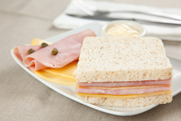 delicious ham and cheese sandwich