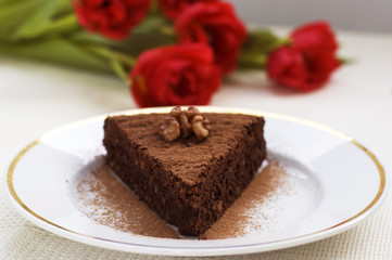 Slice of chocolate cake