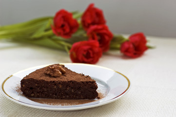 Slice of chocolate cake