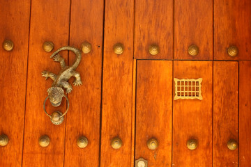 Metal Knocker shaped dragon. Colonial style. Cartagena, Colombia