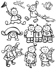 Fototapeta na wymiar Contour drawing of fun kids