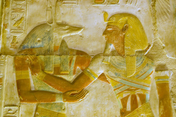 Anubis and Pharoah Seti carving